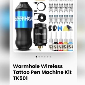 NWB- Tattoo kit wormwhole wireless tattoo pen machine full set (new/sealed )